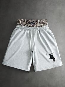 PAVTROS Quần short nam phong cách đường phố, thêu logo, họa tiết rằn ri, thích hợp cho các lễ hội âm nhạc ngoài trời, dạo phố thường ngày, làm quà tặng cho bạn trai/chồng, quà kỷ niệm. - Nhiều màu - Xem 5