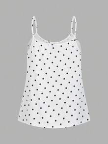 SHEIN EZwear 3件装女士可调节肩带褶皱宽松吊带背心，适合春夏穿着，黑色波点和浅蓝色 - 彩色 - 查看 6