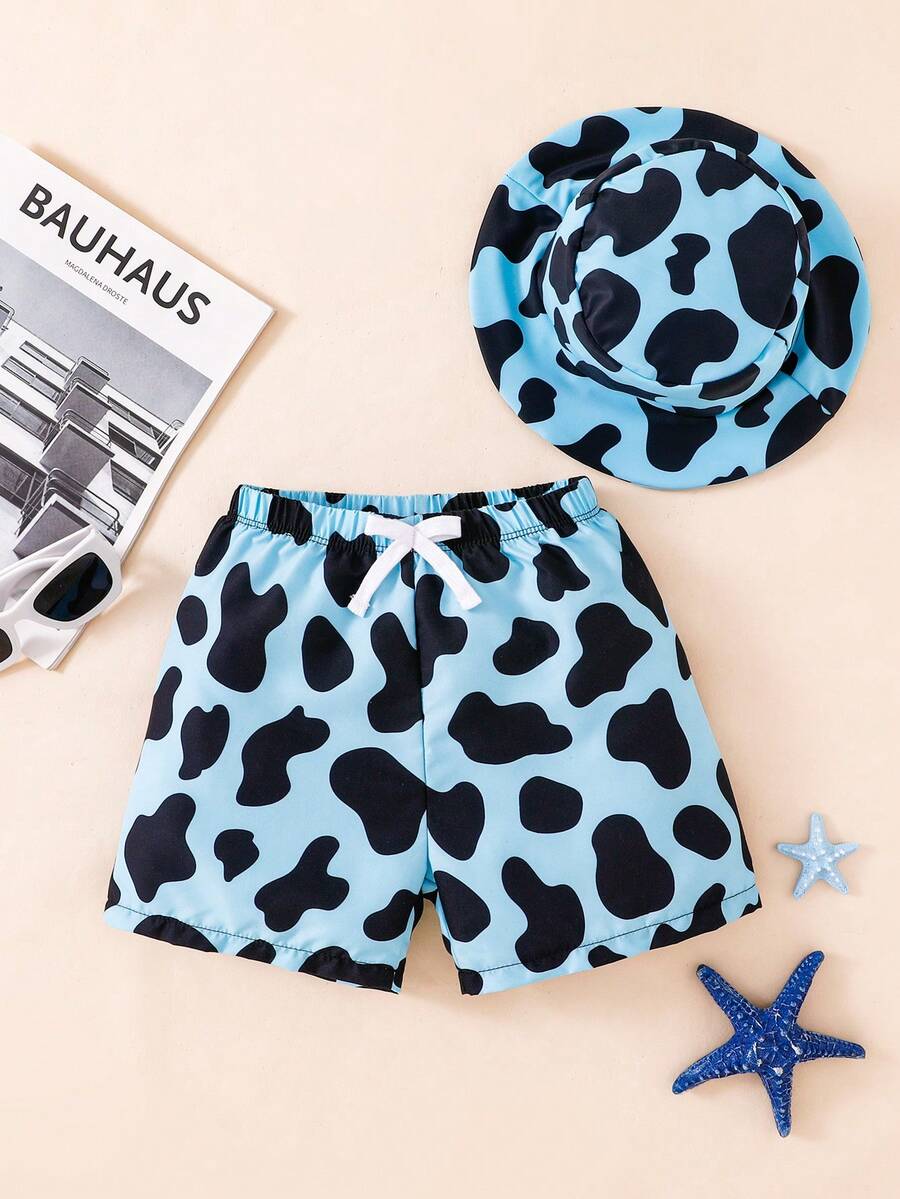 SHEIN Quần bơi nam kiểu dáng thường ngày họa tiết da báo. - Nhiều màu - Xem 1