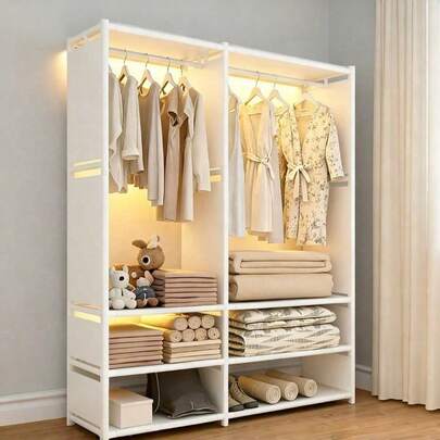 1 Tủ quần áo đa năng 4 tầng - Giá đựng đồ chống bụi có thanh treo, dễ dàng lắp đặt không cần dụng cụ, cao 66,93 inch, thích hợp để đựng giày dép, quần áo, túi xách, v.v. Thiết kế tiết kiệm không gian, phù hợp cho phòng ngủ, văn phòng, ký túc xá và phòng khách.