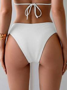 Swim Basics Summer Women's Sexy V-Shape Bikini Bottom, Minimalist & Fashionable For Casual Daily Wear - White - View 2