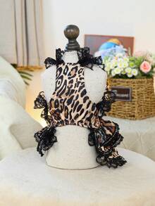 PETSIN 1pc Pet Fashion Leopard Pattern Puff Skirt Lace Ruffle Princess Style Strap Skirt, Cat And Dog Universal Clothes - leopard print - View 12