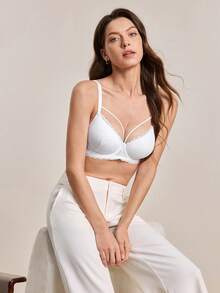 Hourtrue Peach Girl Sexy Lace Bra, Comfortable With Breathable Thin Cups And Wire Support, Suitable For Everyday Wear, Lingerie - White - View 3