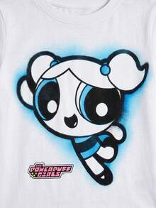 THE POWERPUFF GIRLS X SHEIN Maija Kids 1 chiếc áo thun bé gái họa tiết hoạt hình, thích hợp mặc mùa hè. - Nhiều màu - Xem 8