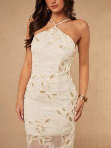 Silquee Women's Solid Color Elegant And Simple Midi Dress, Suitable For Everyday Wear, Vacation Outfits, Dresses, Women, Day Party Party Off White And Summer - Apricot - View 3