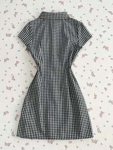 Elamini 女士街头风黑白格子衬衫裙 - 彩色 - 查看 2