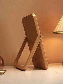 Natural Bamboo Mirror, Retro Wooden Table, Dressing Mirror, Rectangular Tabletop Mirror, Suitable For Living Rooms, Bedrooms, Foyers And Other Places. - Log Color - View 6