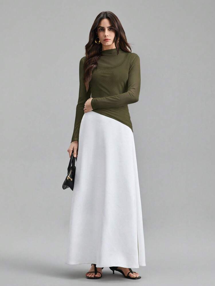 Women's Mesh Sheer Splice Off-Shoulder Blouse, Urban Commute Business Casual Wear, Elegant Outfit For Dates, Vacations, Weddings, All-Season Versatile Modern Urban Fashion Business Casual Women's Wear Office Attire Understated Old-Money Style, Elegant And Sophisticated, High-Quality Commuter And Airport Women's Wear Bohemian Style Vacation Outfits Seaside Women's Clothing, Country Music Concert Style, Western Style Clothing, Nomadic Casual Fashion Boho