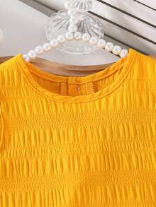 Young Girls' Fashionable Solid Color Cute Sleeveless Dress - Yellow - View 4