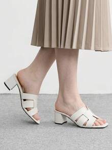 CUCCOO BIZCHIC Ladies Modern Style Workplace Commuter Summer White Faux Leather Sandals Summer Shoes - White - View 3