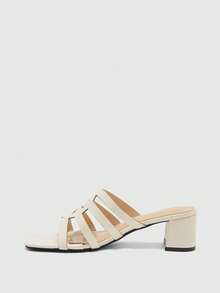 CUCCOO BIZCHIC Giày sandal cao gót nữ màu mơ, kiểu dáng thoải mái, mũi vuông, thích hợp cho việc đi làm. - Màu be - Xem 9