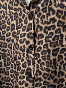 Franclia Women's Chic Leopard Print Blouses,Dark Brown Loose Fit Half Sleeve Shirts,Fall Winter Everyday Casual Simple Versatile Cheetah Pattern Blouses - Multicolor - View 7
