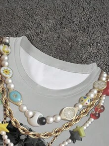 Manfinity EMRG Men's Necklace With Face Covering Portrait And Slogan Graphic, Street Hip Hop Style Sleeveless Tank Top - Multicolor - View 3