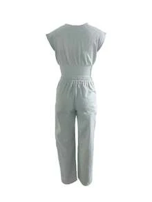 Regularly Sized Women Two-Piece Set: Short Sleeve Top And Long Sweatpants, Simple And Fashionable For Summer - Grey - View 2