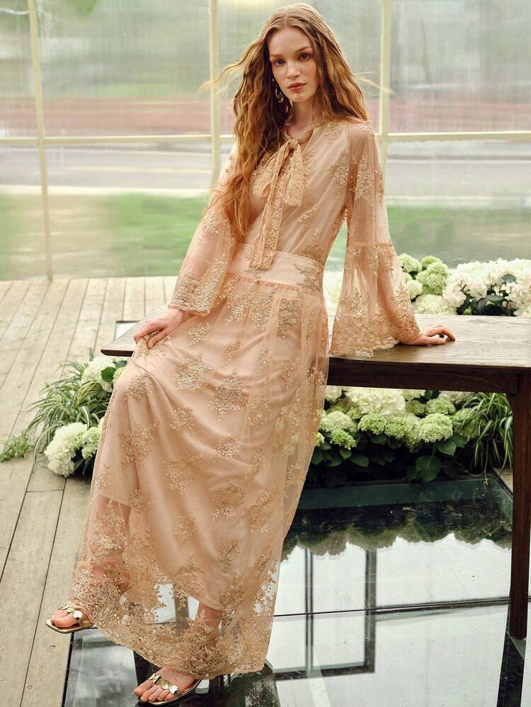 NICHE RESORT 26 EARLY AUTUMN LACE EMBROIDERY LOOSE A-LINE SKIRT