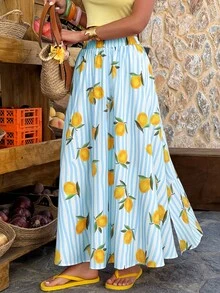 Flora Isola Flora Isola 1 chiếc váy nữ dáng chữ A rộng rãi, kẻ sọc, in hình trái cây nhiều màu sắc, thích hợp cho kỳ nghỉ, đi biển, mặc hàng ngày, mùa xuân/hè. - Nhiều màu - Xem 5