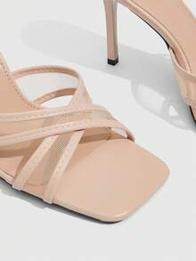 CUCCOO SZL Sandalias de tacón alto para mujer, cómodas y elegantes para citas, fiestas y el trabajo - Desnudo - Ver 3