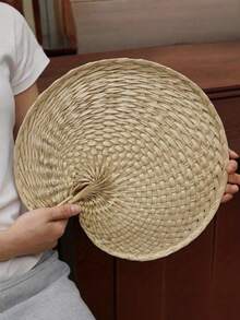 Cirelle 1pc Vintage Thai Hand Fan Conch Shell Shape Palm Leaf Wall Decor Photography Prop Gift For Friend - log color - View 2