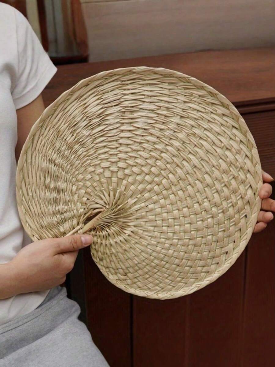 Cirelle 1pc Vintage Thai Hand Fan Conch Shell Shape Palm Leaf Wall Decor Photography Prop Gift For Friend