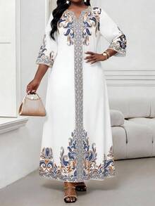 SHEIN Lady Plus Size Elegant Vintage Paisley Print Dress Summer Dress Spring Dress - Multicolor - View 4