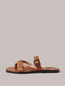 Styleloop Ladies, Buckles, Trim, Flat Sandals - Brown - View 3