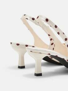CUCCOO CURVES Giày sandal cao gót mũi nhọn bản rộng, màu đen satin thanh lịch, có quai hậu, phù hợp mọi mùa, thích hợp cho kỳ nghỉ xuân, lễ Phục sinh, Giáng sinh và Ngày Valentine. - Điểm tròn màu đen gạo - Xem 3