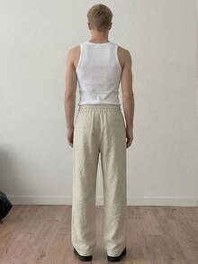 Manfinity Hypemode Men's Casual Solid Color Straight Leg Pants, Holiday - Mint Green - View 4