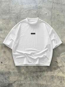 EASEVO Plus Size Men's Casual Minimalist Graphic Round Neck Short Sleeve T-Shirt - White - View 1