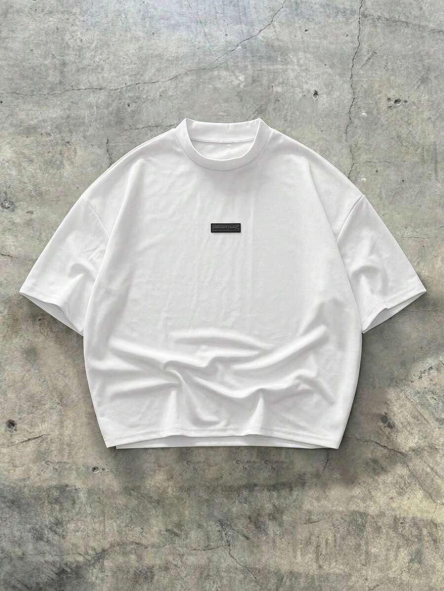 EASEVO Plus Size Men's Casual Minimalist Graphic Round Neck Short Sleeve T-Shirt - White - View 1