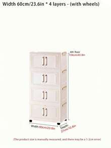 1 (45cm/17.7 Inches)-(60cm/23.6 Inches) Wide Folding Storage Cabinet, Clothing Cabinet Storage Box, Household Storage Storage Portable Wardrobe, Double-Door Folding Box, 1-5 Layers Optional, Thickened Double-Door Wheeled Storage Cabinet, Household Installation-Free Storage Rack, Clothes Toy Plastic Folding Storage Cabinet - Milky White - View 5