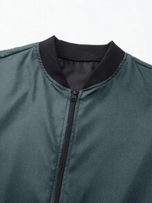 Manfinity Homme Men's Solid Color Zip Pocket Casual Long Sleeve Jacket - Grey - View 5