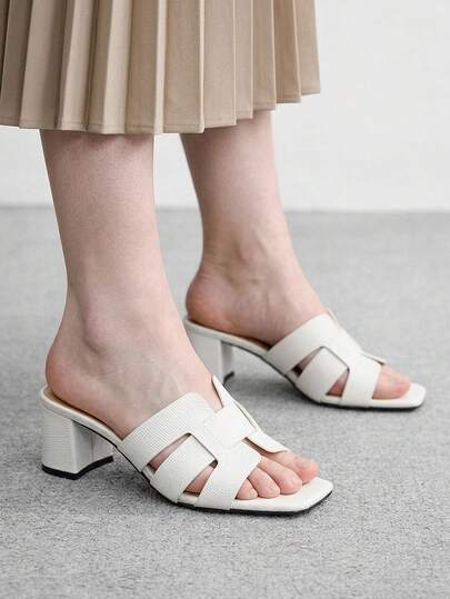CUCCOO BIZCHIC Ladies Modern Style Workplace Commuter Summer White Faux Leather Sandals Summer Shoes