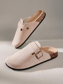 Solecia Women's Fashion Platform Slippers, Round Toe Square Buckle Decorative Spring Shoes, Suitable For Spring, Easter, Christmas - Off-white - View 6