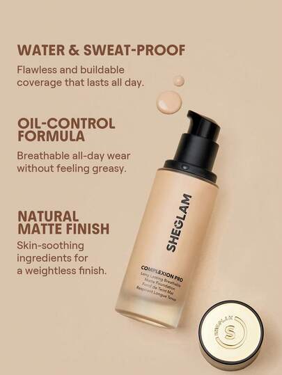 SHEGLAM Complexion Pro Long Lasting Breathable Matte Foundation-Shell Brand Beauty Cosmetic Makeup For Women And Girls