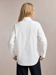 BizChic Women's Casual Elegant Knotted Button Front Shirt, Versatile Blouse For Business, Office, Casual Wear, Spring/Summer - White - View 6
