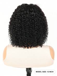 Wear And Go Bob 假发，真人发卷发波波头无胶假发，真人发预先拔毛、预先剪裁，5x5 蕾丝闭合，女士湿发波浪卷发波波头假发，蕾丝前额无胶假发，真人发，12 英寸，自然黑 - Natural Black - 查看 4