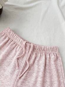 SHEIN Quần short thường ngày cạp chun, gấu gập, dành cho bé gái tuổi teen. - Hồng - Xem 2