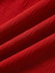 SHEIN Vestido de tirantes tejido cómodo y casual para niña - Rojo - Ver 4