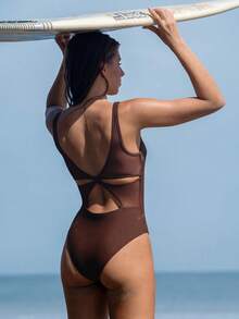 Swim SPRTY 1pc Women's Sexy Fashion Beach Surfing Swimsuit - Coffee Brown - View 6