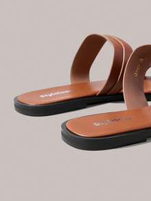 Styleloop Ladies, Buckles, Decoration, Flat Sandals, Bohemian Style, Vacation Atmosphere, Summer Wear, Travel Essentials - Brown - View 4