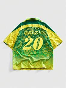 ROMWE MEN Prep 2026 World Cup Brazil Men's Short Sleeve Casual T-Shirt - Yellow - View 2