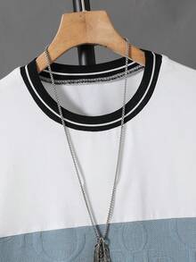 SHEIN Vacaura 2件套青少年男童夏季撞色字母拼接圆领短袖T恤和户外休闲时尚3D字母运动短裤 - 藍色 - 查看 8