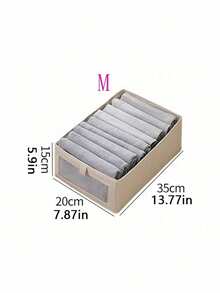 1 pieza de bolsa de almacenamiento plegable para ropa y mantas, caja de almacenamiento con ventana transparente y asa, cesta de almacenamiento de lino plegable reforzada, la tela se puede colocar en el estante de almacenamiento del armario, caja de almacenamiento de ropa grande para el dormitorio, armario - Beis - Ver 10