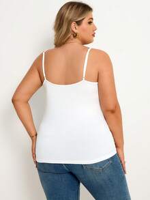 Plussiva Maternity Plus Size Casual Solid Color Camisole Top Post Partum Lounge White Black Summer - Black and White - View 2
