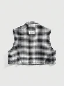 ROMWE MEN Essentials Men's Plaid Single-Breasted Casual Versatile Daily Wear Vest - Black and White - View 4