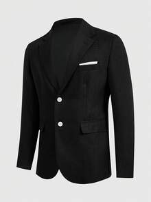 HIMLAND Bộ vest nam công sở thường ngày, ve áo xẻ, cài khuy đơn, gồm áo khoác và quần. - màu đen - Xem 11