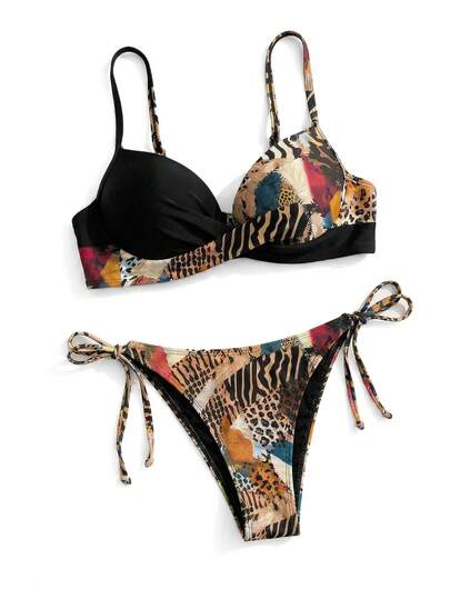 Sweetra Women's Bikini Set, Push Up With Underwire, Random Print (Supplier Has Purchased Copyright) Summer Beach