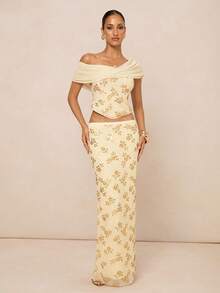 Lumalex Chân váy maxi đính sequin màu trơn, thanh lịch, đơn giản, lãng mạn, đa năng, màu be, cạp thấp, thích hợp cho mùa thu/đông, lễ tốt nghiệp, trang phục giáo viên dành cho nữ, tựu trường. - Màu be - Xem 9