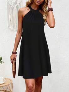 EMERY ROSE Vestido casual sin mangas con cuello halter de talla grande, de moda para uso diario - Multicolor - Ver 4