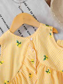 Emery Rose Kids Emery Rose Kids Bộ áo hai dây và quần họa tiết chanh kẻ caro cho bé gái - Màu vàng - Xem 7